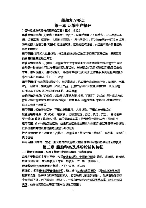 船舶运输管理与经营——复习要点