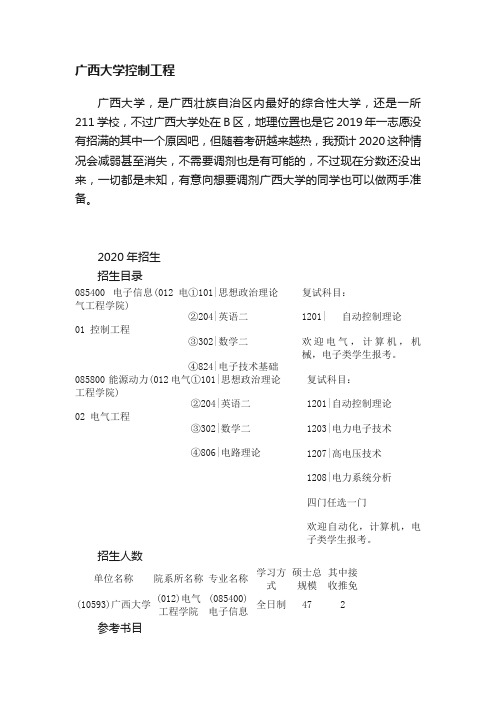 广西大学控制工程