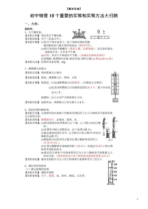 初中物理15个重要的实验和实验方法大归纳