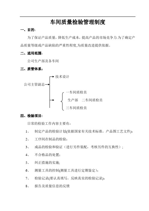 车间质量检验制度