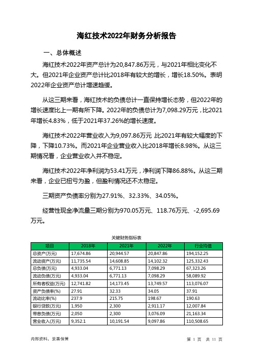 430553海红技术2022年财务分析报告-银行版