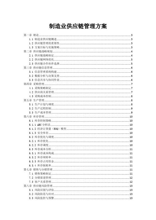 制造业供应链管理方案