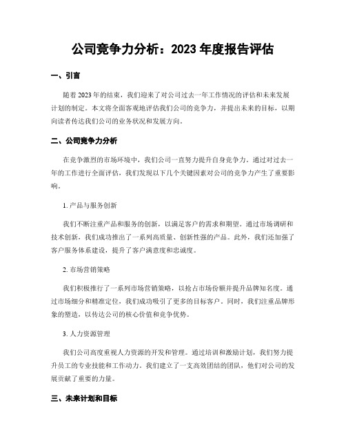 公司竞争力分析：2023年度报告评估