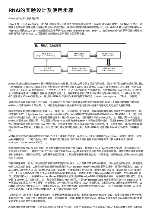 RNAi的实验设计及使用步骤