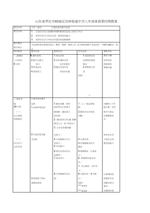 山东省枣庄市峄城区吴林街道中学八年级体育孟凡香第四周教案(1)t(20201126102756)