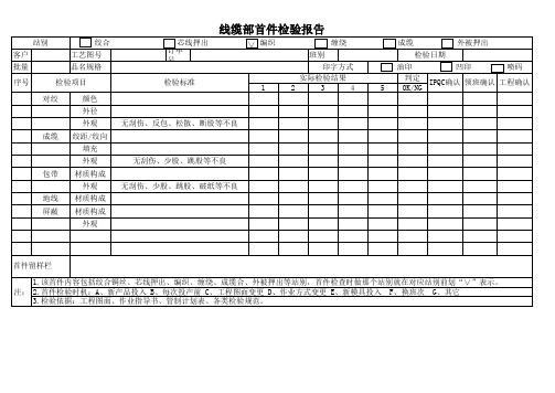 线缆行业编织工序首件检验报告样板