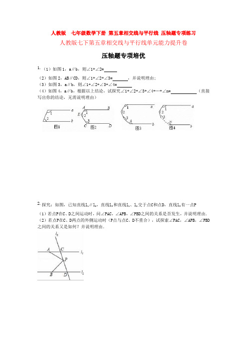 人教版  七年级数学下册 第五章相交线与平行线 压轴题专项练习