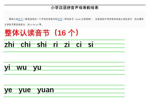 小学汉语拼音声母表韵母表+26个字母书写笔顺