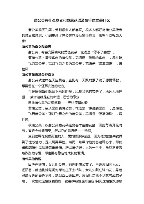 蒲公英有什么意义和意思花语及象征意义是什么