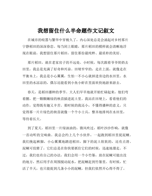 我想留住什么半命题作文记叙文