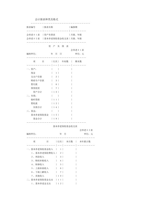 会计报表种类及格式