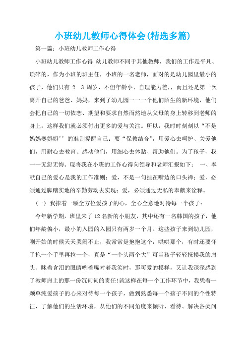 小班幼儿教师心得体会(精选多篇)  