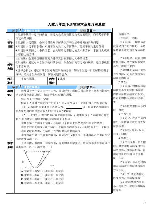 人教八年级下册物理本章复习和总结(导学案) (2)