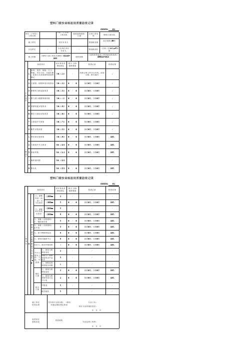 塑料门窗安装检验批质量验收记录(建筑装饰装修-门窗)