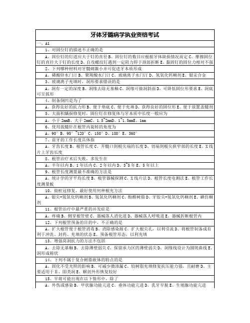 牙体牙髓病学执业资格考试