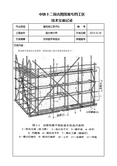 曲水特大桥墩身脚手架技术交底