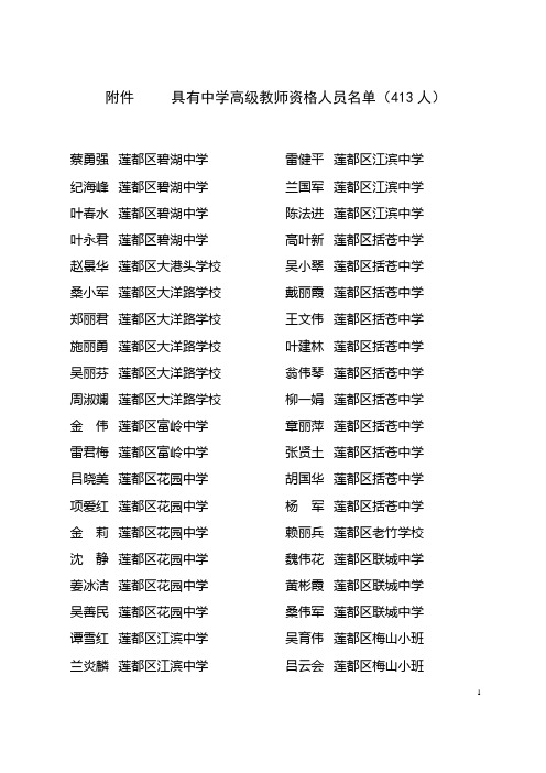 具有中学高级教师资格人员名单(413人)