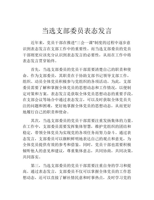 当选支部委员表态发言