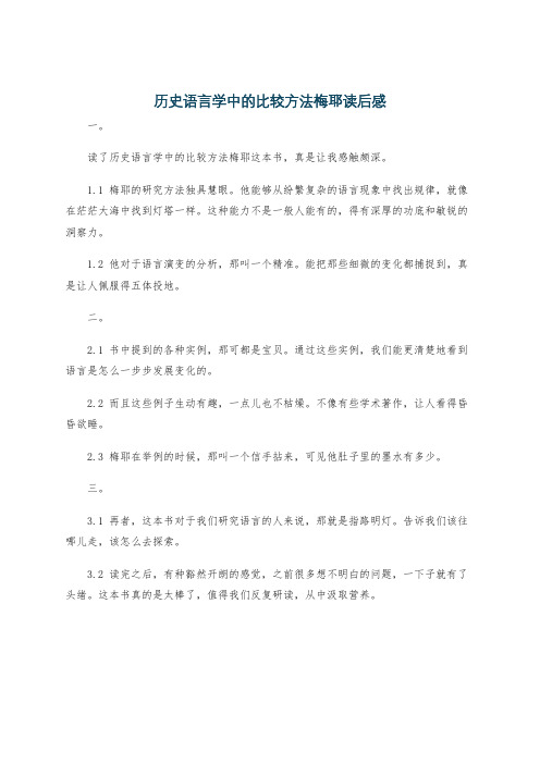 历史语言学中的比较方法梅耶读后感