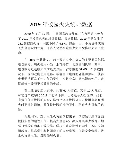 2019年校园火灾统计数据