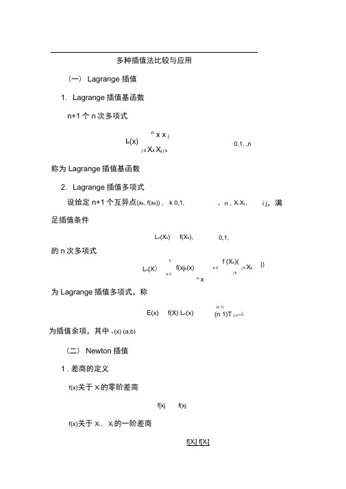 (完整版)几种插值法比较与应用