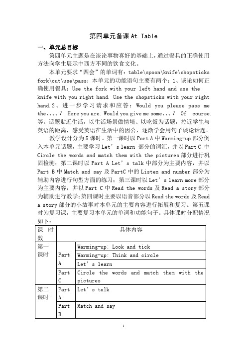 陕旅版五年级上册第四单元备课At table