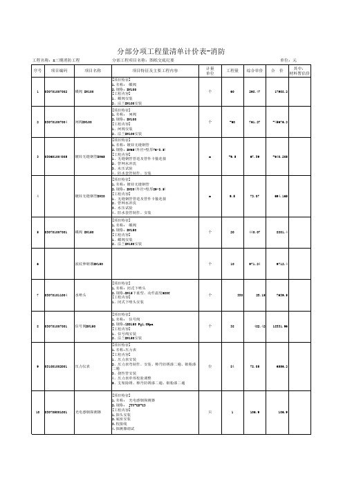 分部分项工程量清单计价表-消防工程