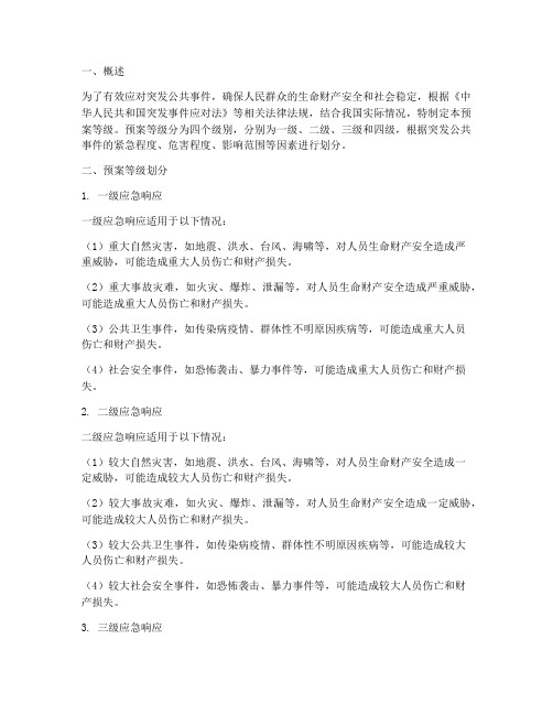 突发公共事件应急预案等级