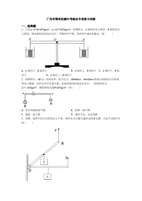 广州市简单机械中考综合专项复习训练