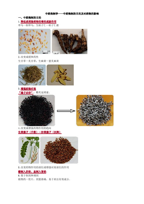 中药炮制学——中药炮制的目的及对药物的影响