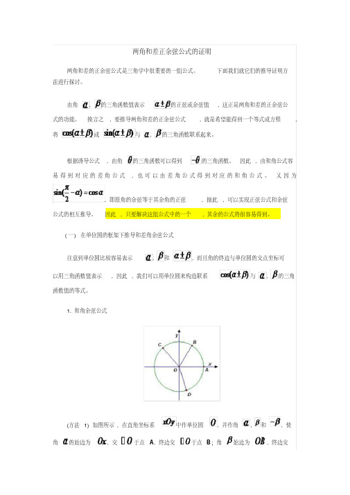 两角和差正余弦公式证明