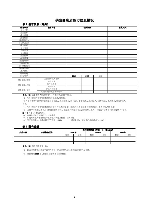 供应商资质能力信息模板2