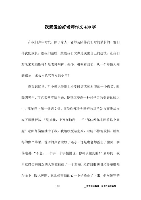 我亲爱的好老师作文400字