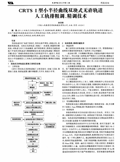 CRTS Ⅰ型小半径曲线双块式无砟轨道人工轨排粗调、精调技术