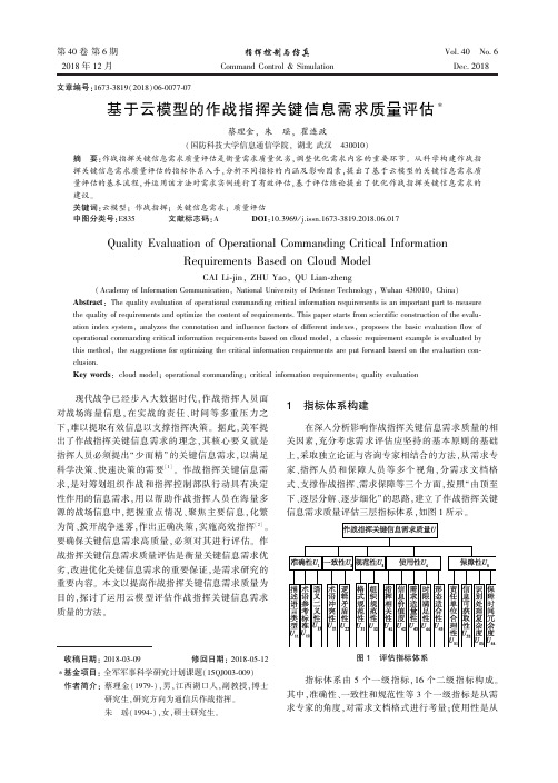 基于云模型的作战指挥关键信息需求质量评估