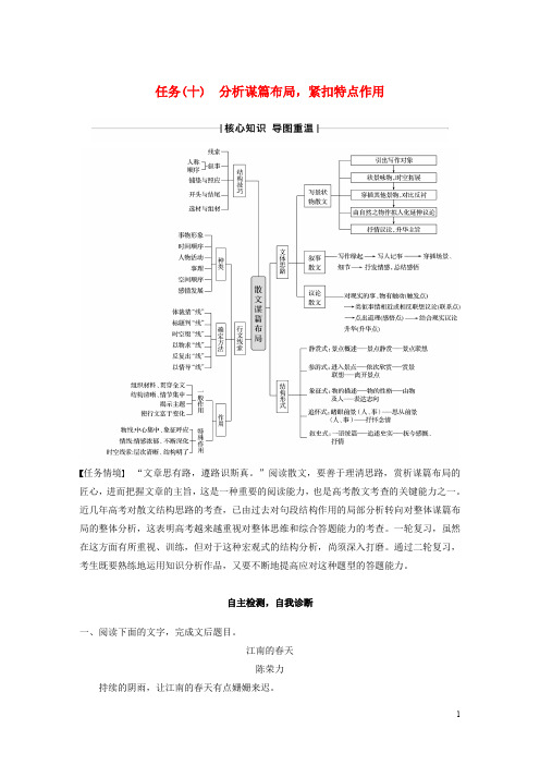 (江苏专版)2020高考语文二轮复习复习任务群四散文文本阅读任务(十)分析谋篇布局,紧扣特点作用教案