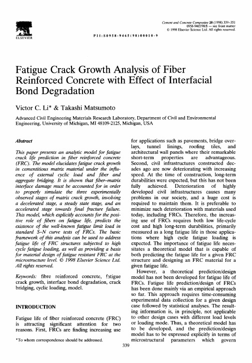 Fatigue Crack Growth Analysis of Fiber