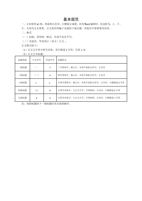 排版及打印规范