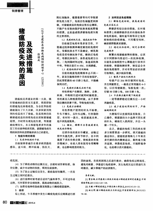 猪瘟防疫失败的原因及改进措施