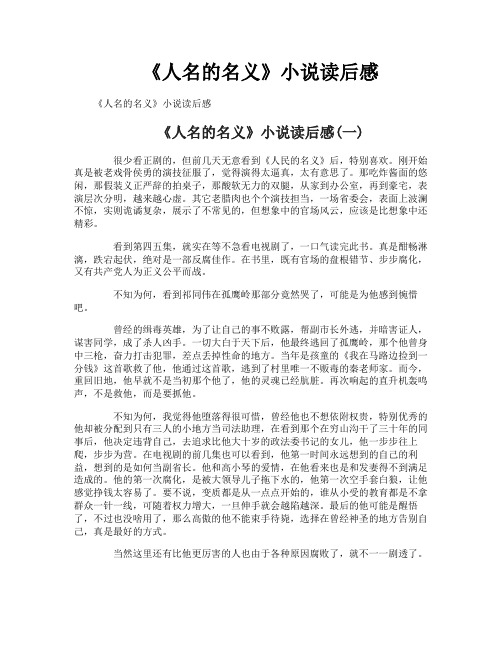 《人名的名义》小说读后感