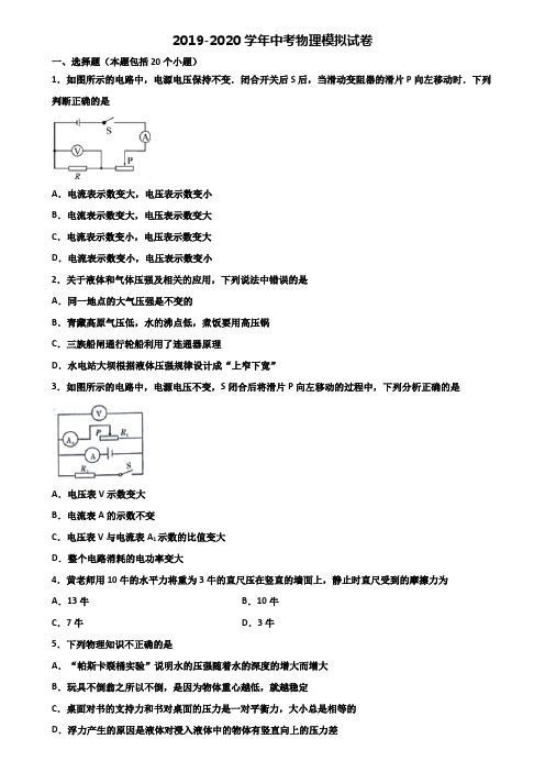 ★试卷4套汇总★广东省梅州市2021年中考物理统考试题