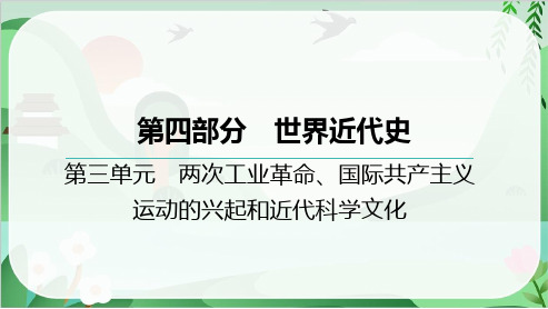 2025年中考历史总复习考点梳理世界近代史第三单元两次工业革命、国际共产主义运动的兴起和近代科学文化