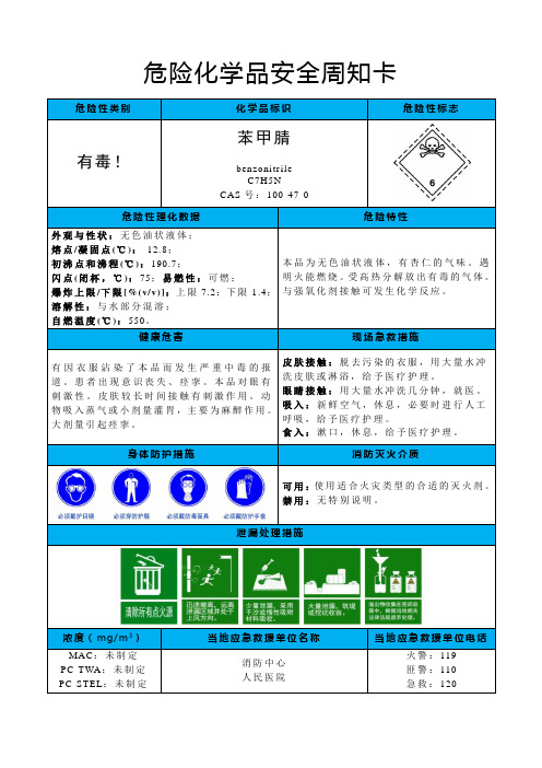 苯甲腈-危险化学品安全周知卡