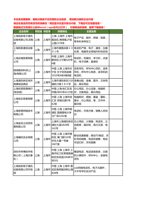 新版上海市电话机工商企业公司商家名录名单联系方式大全401家