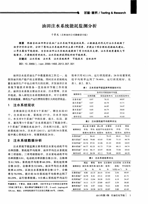 油田注水系统能耗监测分析