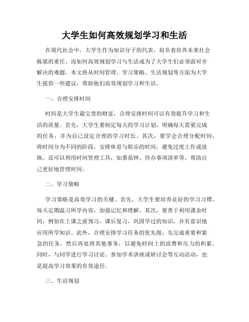 大学生如何高效规划学习和生活