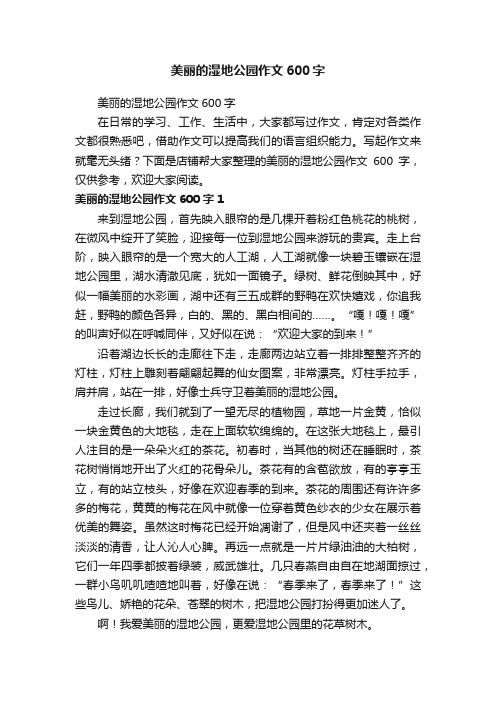 美丽的湿地公园作文600字