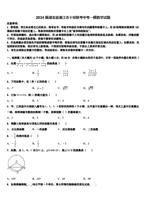 2024届湖北省潜江市十校联考中考一模数学试题含解析