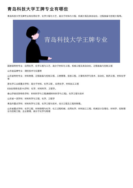 青岛科技大学王牌专业有哪些