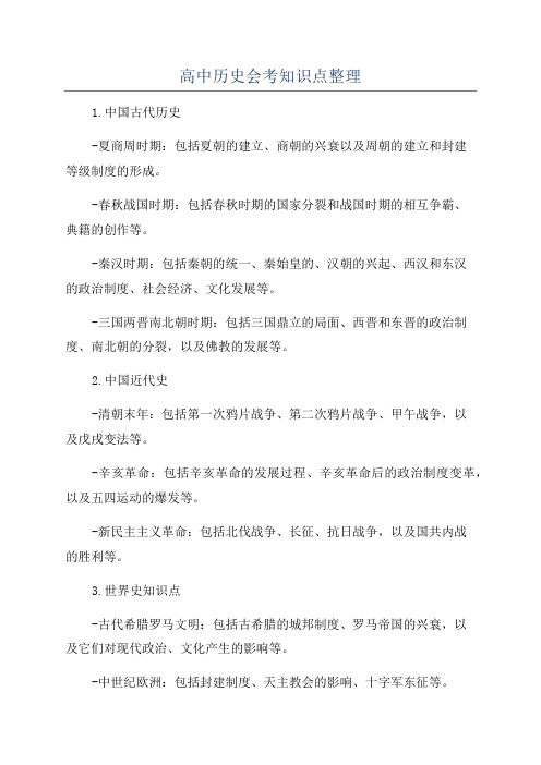 高中历史会考知识点整理